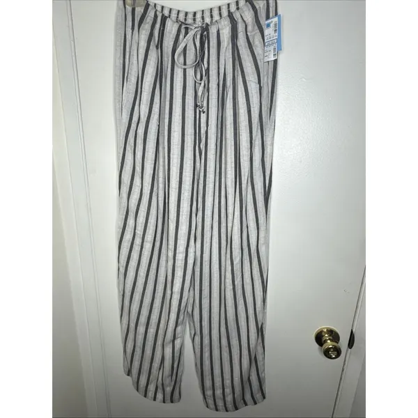 Vintage Cristina’s Women’s Sz L Striped Pants- Coastal Fisherman Flax Blend NWT - Image 2