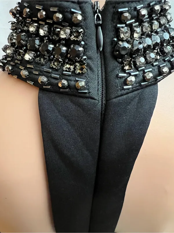 Grass Collection Black Rhinestone Halter Bodycon Cocktail Dress Size 11 - Image 4