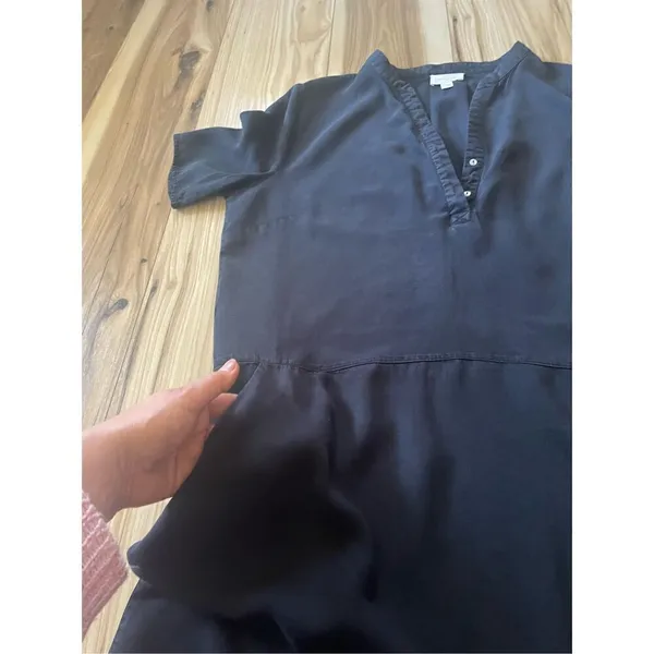 EVERLY Women's Crew Neck Short Sleeve Buttons Casual Black Loose Midi Dresse L - Image 3