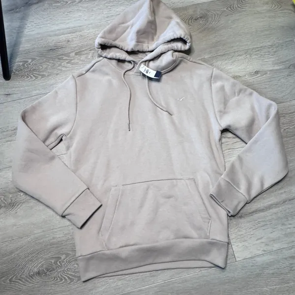 Hollister Womens XS Taupe Beige Oversized‎ Fleece Pullover Hoodie NWT - Image 2