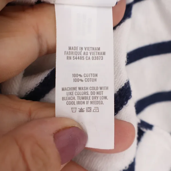 Aerie Women's Navy White Striped Long Sleeve Polo Shirt Cotton Relaxed XS - Image 5