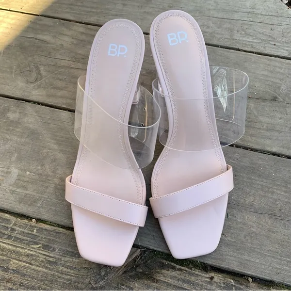 BP. Naomi Block Heel Sandal in Blush Faux‎ Leather Size 10 - Image 7
