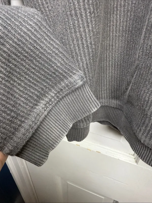 Aerie Waffle Knit Gray Wash Oversize Crop Sweatshirt Hoodie W2347 Sz S - Image 3