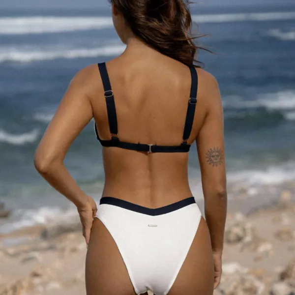 BERLOOK White Contrast Trim Triangle Bikini Top AND BOTTOM 55 - Image 2