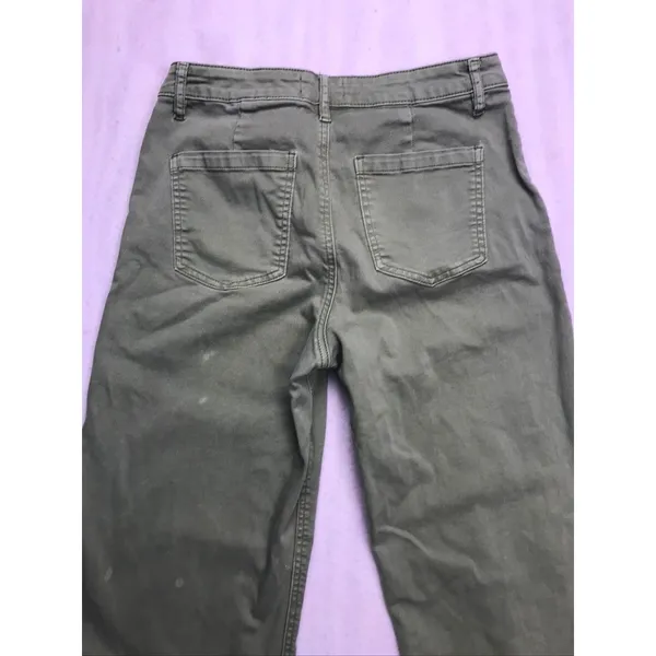 Kut‎ From The Kloth Meg Wide Leg Women 8 Olive Green Bleach Splatter - Image 9