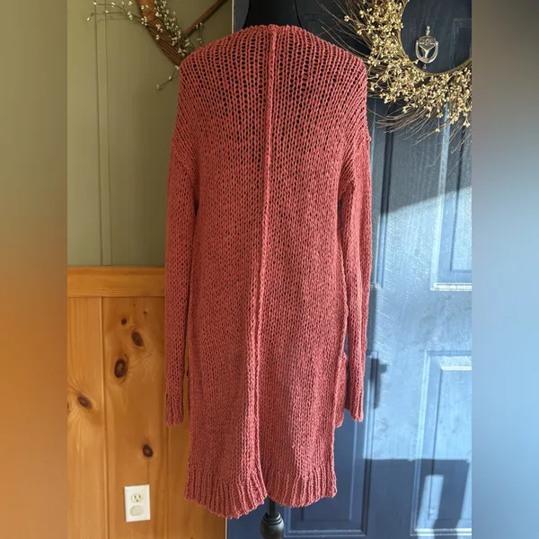 FREE PEOPLE Sz S SIMPLY SIENA OPEN FRONT CARDIGAN SWEATER ROSE PINK - Image 6