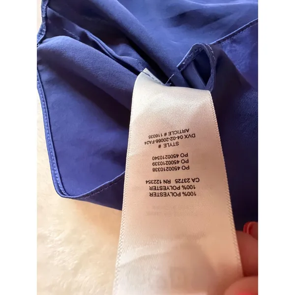 Wilfred Aritzia Beso Satin Shirt Nightshade Blue Short Sleeve Button Down M - Image 8