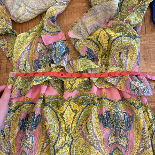 A Loves A Maxi Dress M Boho Ruffle Tie Back Cutout Paisley Wedding Resort‎ NWT - Image 12