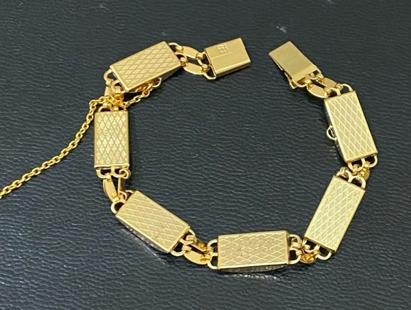 Vintage Damascene Gold-tone Enameled Birds & Flowers Link 8” Bracelet 16.3g - Image 7