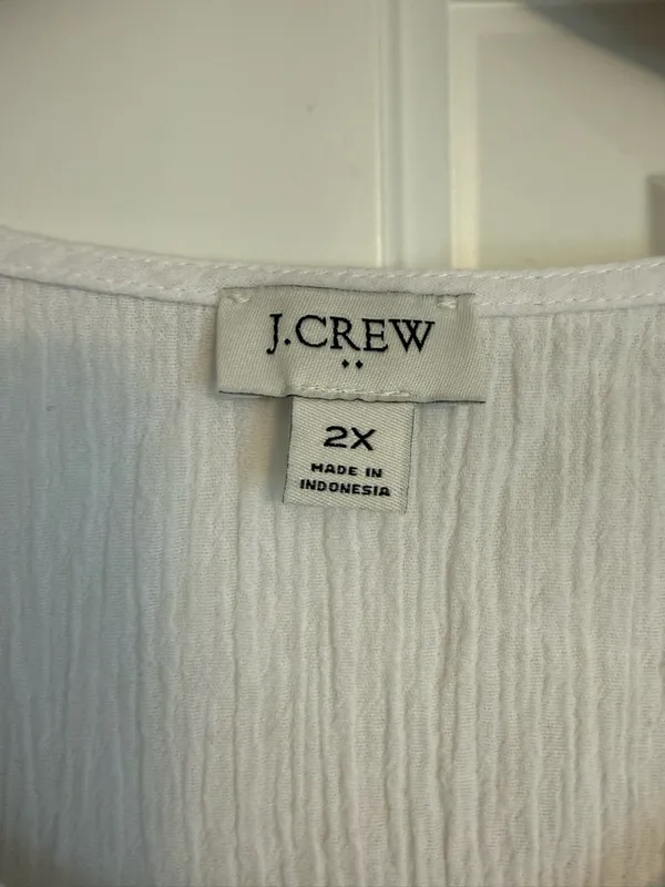 J.Crew Factory White Tassel Beach Tunic with Pink, Green and Blue Trim 2X - Image 7