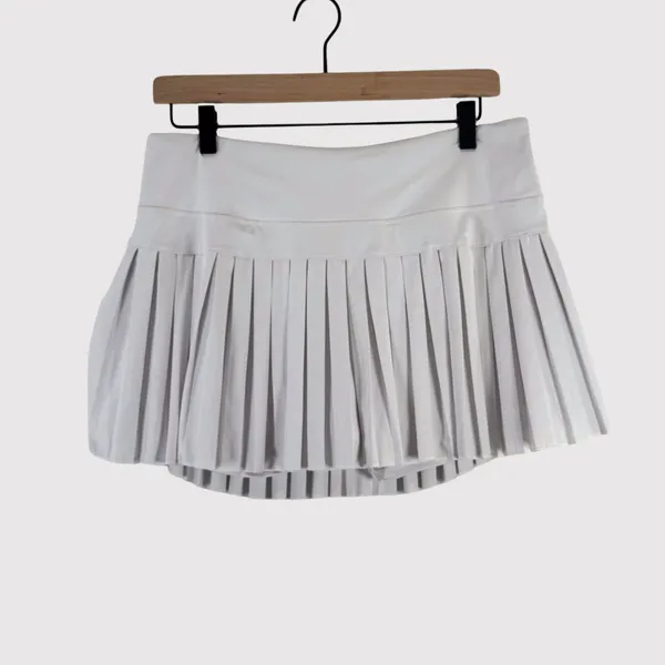 Gold Hinge Women Skort Off White Pleated Mini Tennis Skirt Lined High Waist XL - Image 2