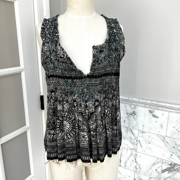 Free People One Myna Tank Black Combo Hobo Concert Blouse Small - Image 3