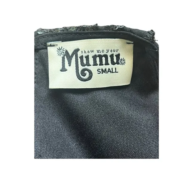 Show Me Your Mumu Gomez Mini Dress Womens Small Black‎ Sequin Halter Shift Glam - Image 8