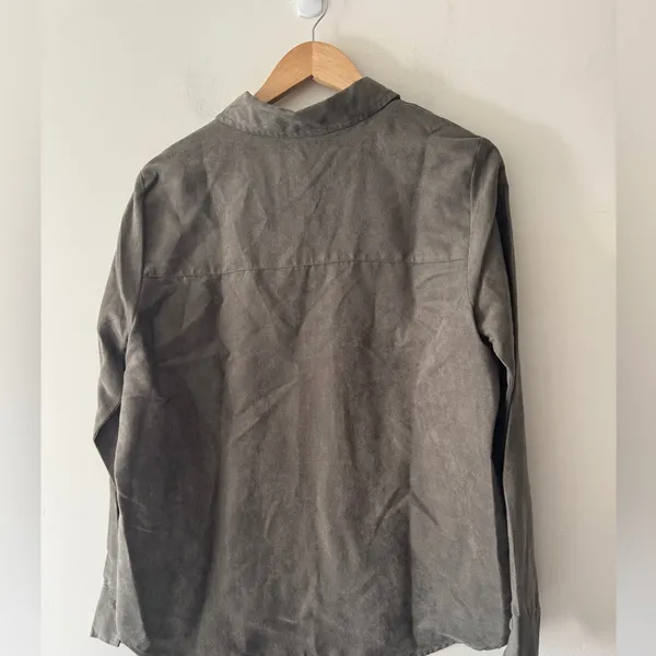 Zara Green Faux Suede Button‎ Down Shirt Shacket - Image 6