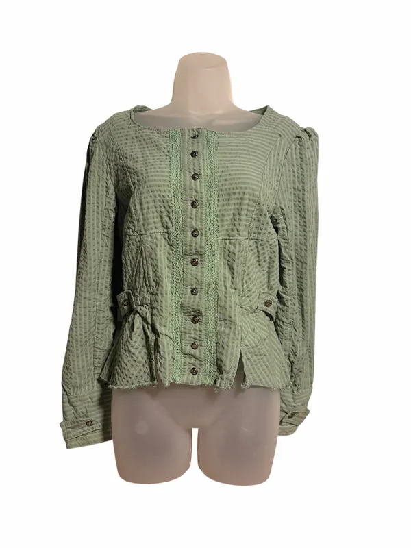 Free People Long Sleeve Darcy Jacket Size Small Maine Green - Image 5