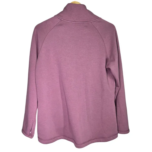 Earth Yoga M Organic Cotton Blend Purple‎ Asymmetrical Zip Pullover Sweatshirt - Image 2