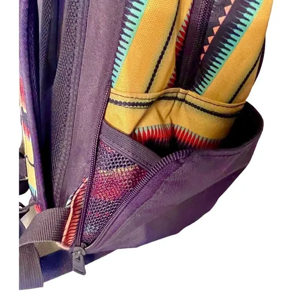 Roxy Bohemian Aztec Print Colorful Multi-Pocket Laptop Compartment Back - Image 4