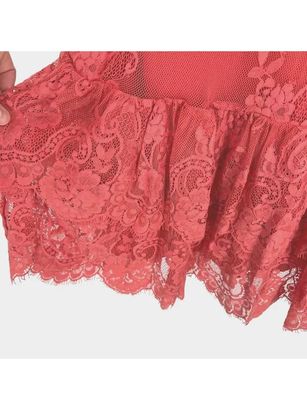 Lovers + Friends Blake Lace Ruffle Rose Pink Midi Dress Size XS Romantic Boho - Image 10