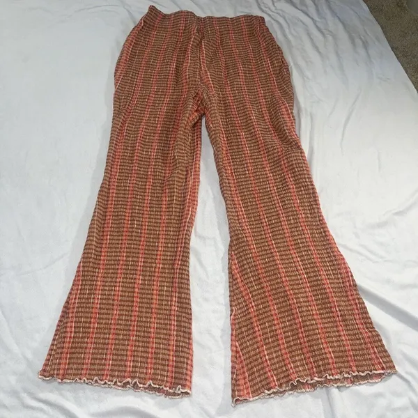 Sz S Small Free People Fine Line Slim Pant in Rust Combo Boho - Image 5