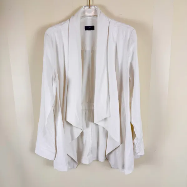 NYDJ Open Front Drape Collar White Blazer – Medium - Image 4