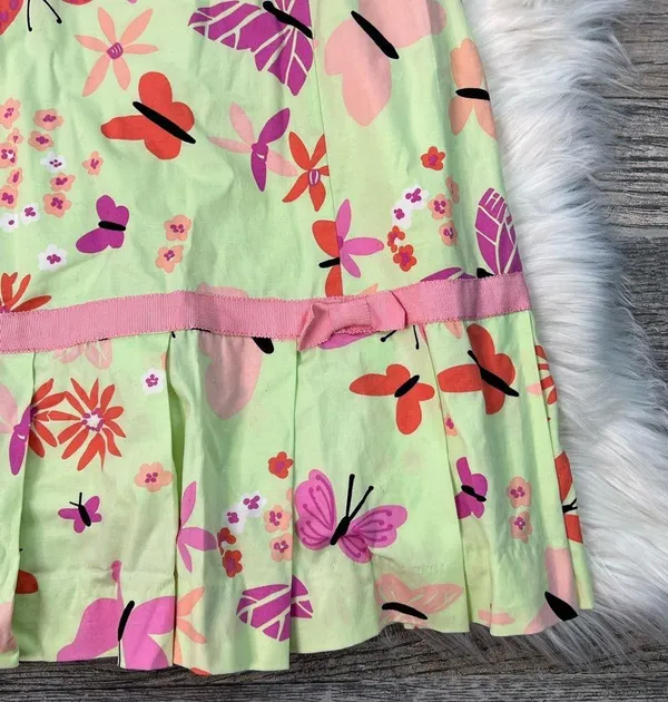 Lilly Pulitzer Vintage White Label Demi Dress Bonjour Palm Green Butterfly Print - Image 4