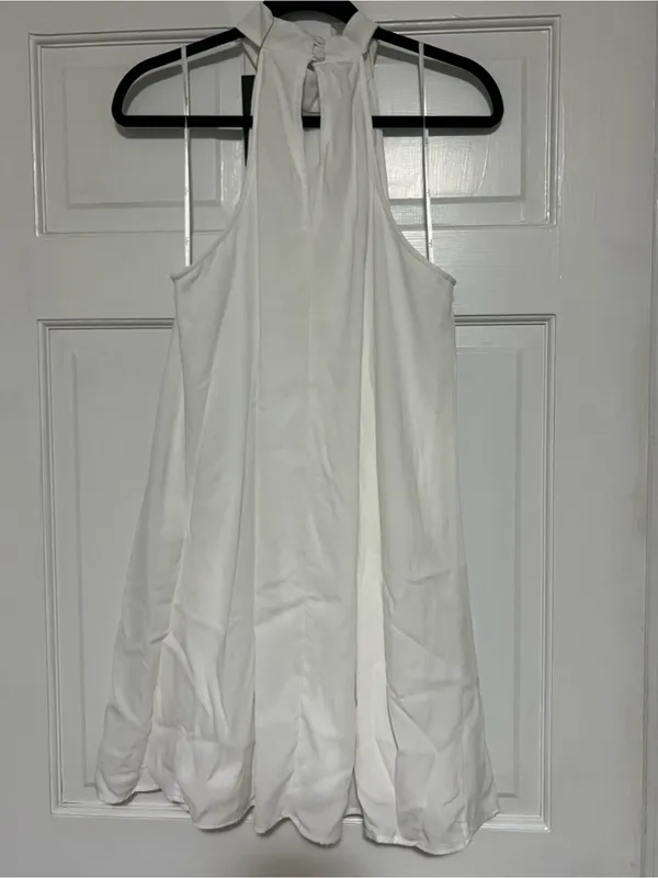 Lulu's White High-Neck Swing Mini Dress with Thin Straps - Image 6