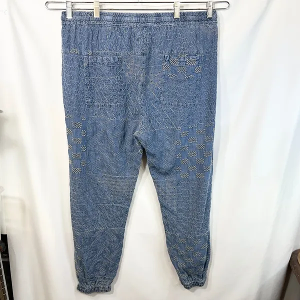 Johnny Was Biya Large Pants Blue Embroidered Chambray Lyocell Jogger Boho 1394 - Image 2