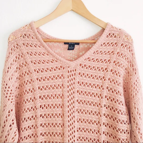 Pearl Wide Knit Oversized Fit Blush Sweater - Image 2