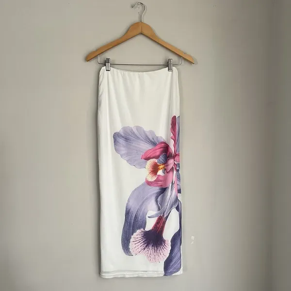 Peppermayo Waiting For Dawn White Floral Mesh Maxi Skirt Size 2 - Image 4