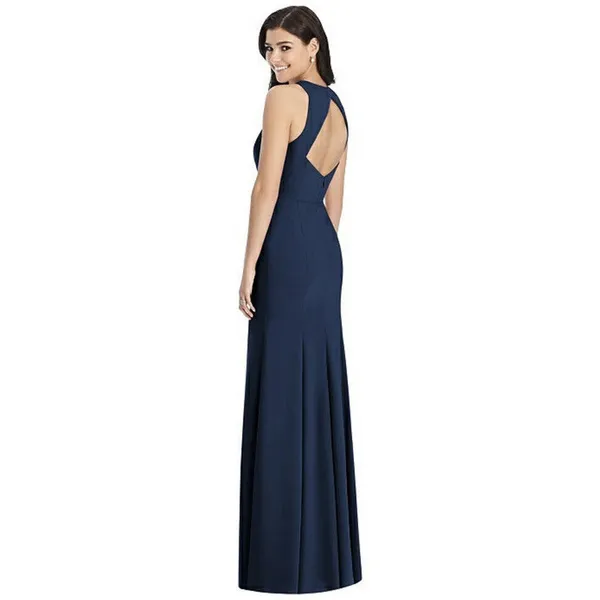 Dessy Collection Diamond Cutout Back Trumpet Gown‎ with Front Slit 3029 Size 4 - Image 2