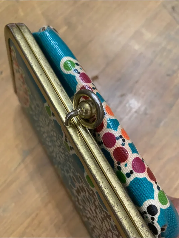 Fossil Teal Multicolor Dot-Print Clasp Wallet - Image 7