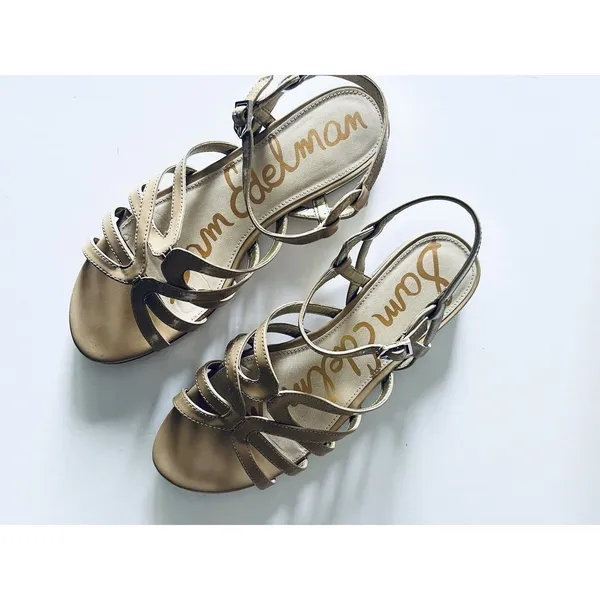 Sam Edelman Daphnie Strappy Patent Leather Tan Brown Sandals Shoes‎ Womens 9.5 - Image 2