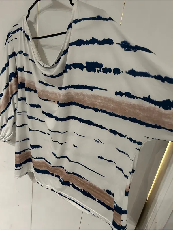 White Tie-Dye Stripe Set with Navy & Tan size 2X - Image 11