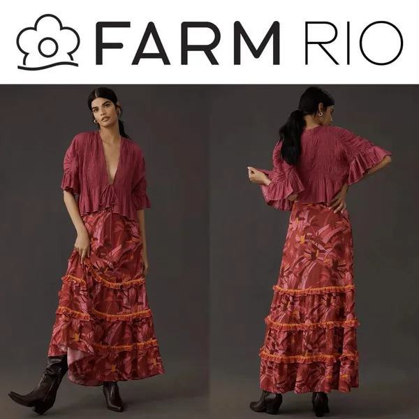 Farm Rio Shirred Tiered Maxi Skirt - Image 2