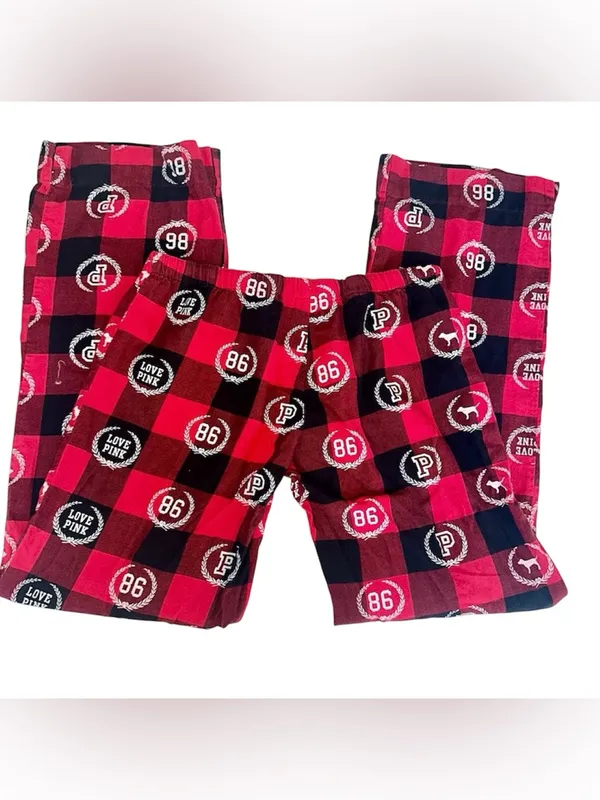Vintage Y2K VS PINK Red Logo Flare Pajama Pants! - Image 4
