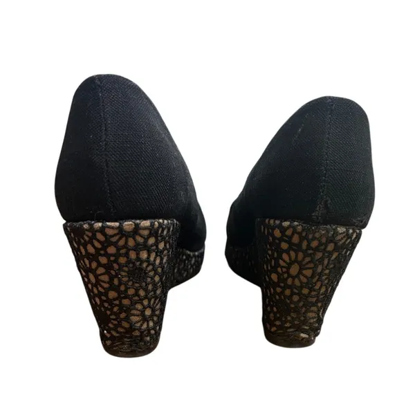 Maurices Melanie Black Wedge Pumps Floral Lace Heel Dark Romantic Women's 8 - Image 5