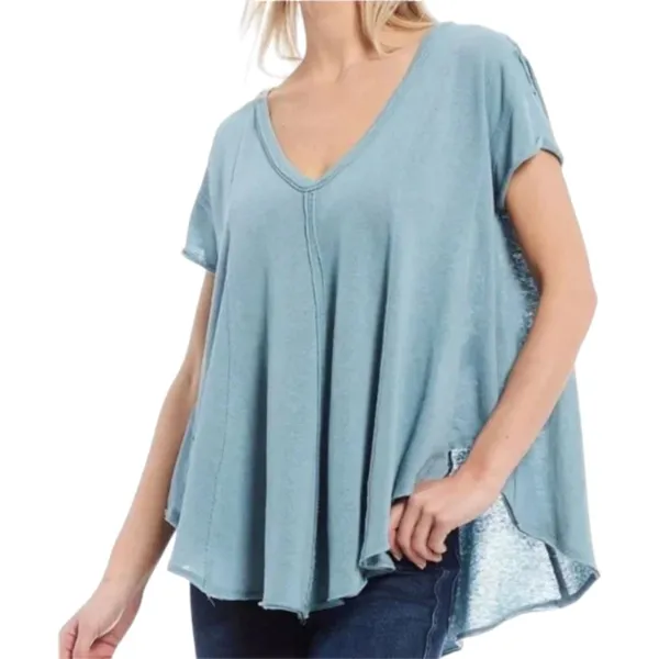 Free People We the Free Sammie V Neck Short Sleeve Flowy High Low Tee Shirt XS - Image 8