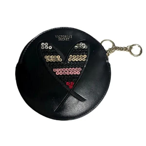 PINK - Victoria's Secret Round Wristlet Coin‎ Purse Key Chain Clutch Cosmetics Bag Charm - Image 2