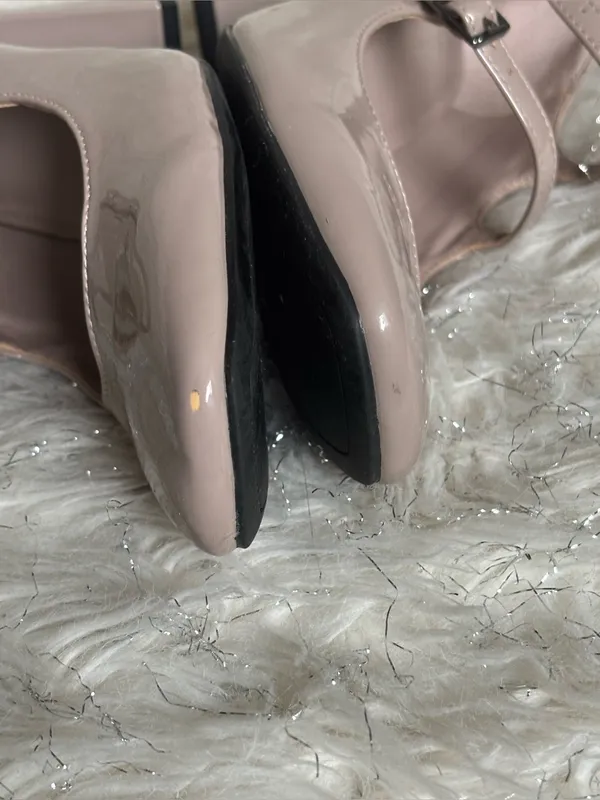 Marc Fisher Charisy Beige Women’s Tapered Patent Leather Block Heel Shoes Size8M - Image 9