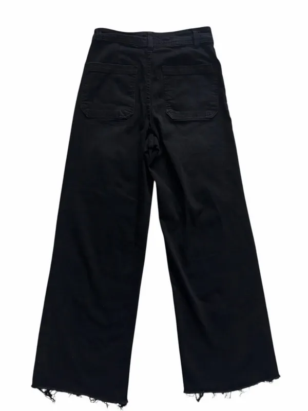 OAT NEW YORK Black Wide Leg Raw Hem Jeans High Rise Women Size 4 27 Grunge Retro - Image 3