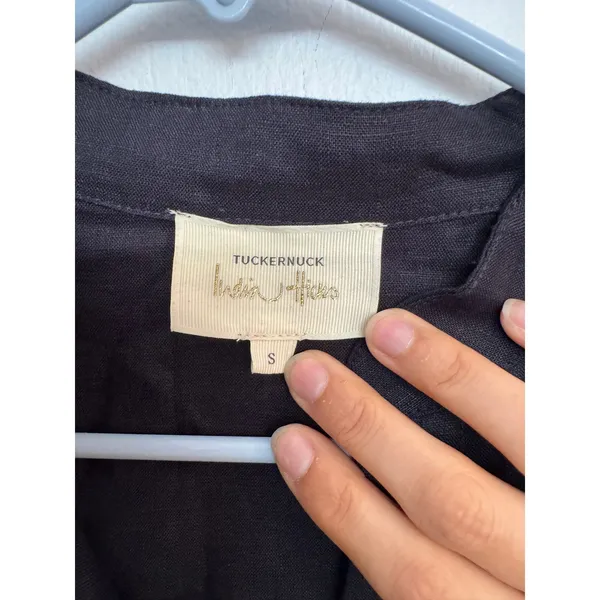 NWOT Tuckernuck x India Hicks 100% Linen Popover Tunic in Black Size Small - Image 4