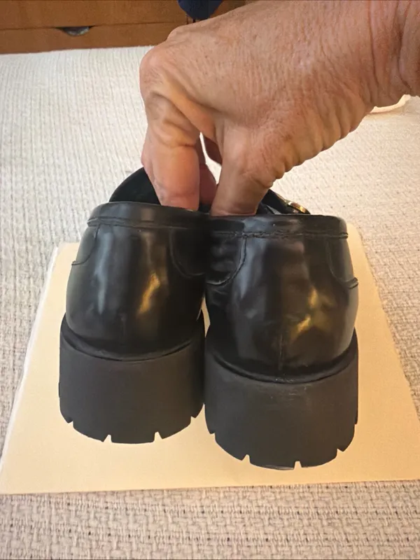 Steve Madden Black Leather Loafers with Gold Bit - Image 2