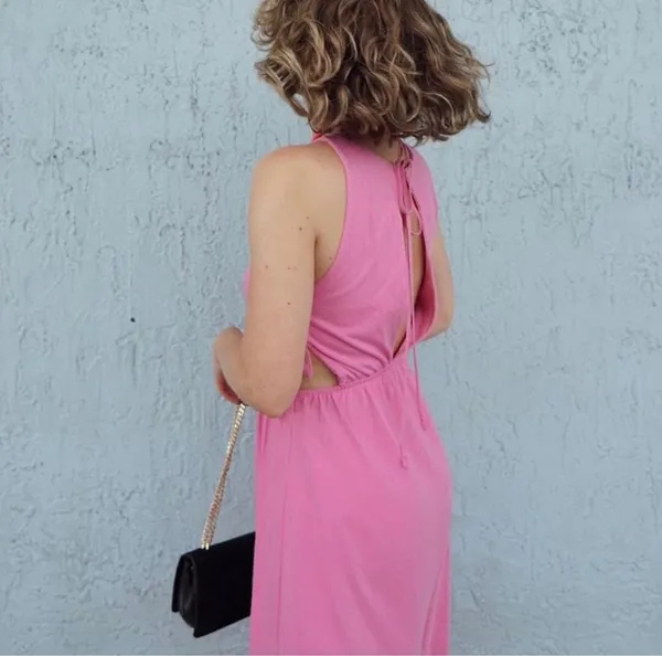Zara Pink Cut Out Midi Dress - Image 2