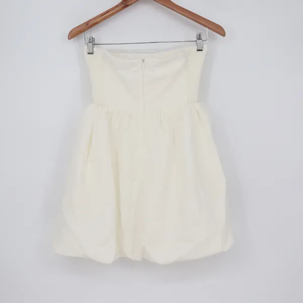 Showpo Shaima White Strapless Pleated Bubble Hem Mini Dress Size 2 NEW - Image 8