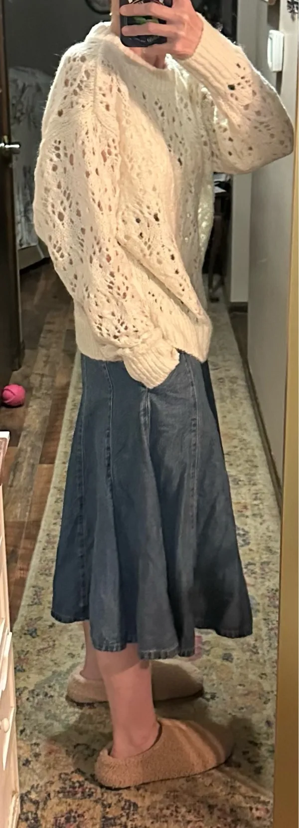 Madewell Wool Knit Pullover Sweater Ivory Crew Neck Long Sleeve M Women - Image 2