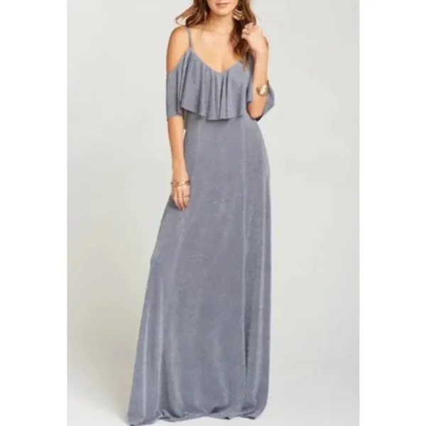 NWT Show‎ Me Your Mumu Renee Ruffle Maxi Dress in Dancing Queen Shine Smoke - Image 7