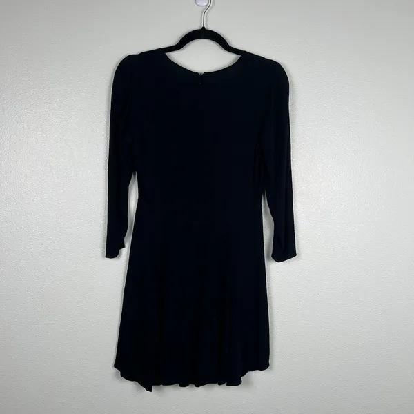 Reformation Womens Black V Neck Skater Mini Dress Long Sleeve‎ Size 8 - Image 5