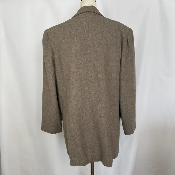 Vintage Claus Wool Blend Blazer Double Breasted Career‎ Jacket Brown Womens 14 - Image 3