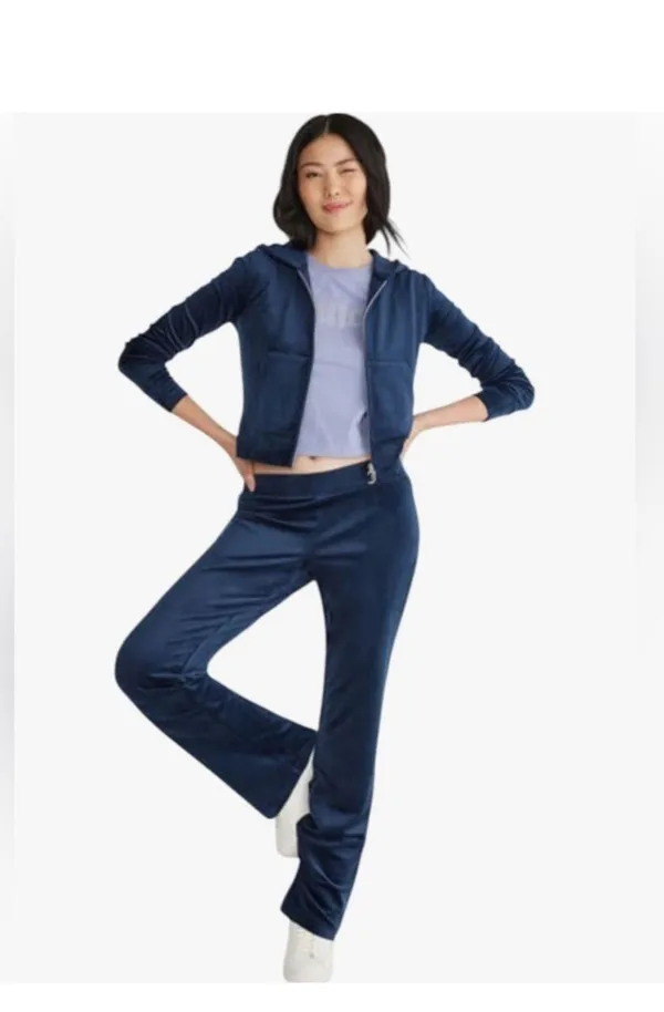 New JUICY COUTURE Y2K NAVY Velour Tracksuit Large - Image 9