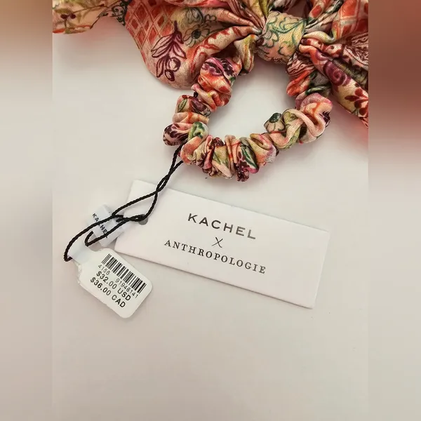 NWT Kachel x Anthropologie Scarf Scrunchie - Tea Party Print Cupcake Floral - Image 6